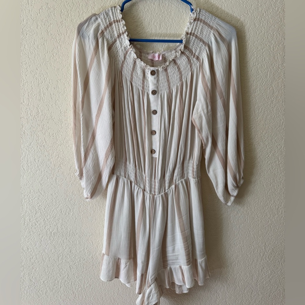 Pink Lily Cream/Brown Romper